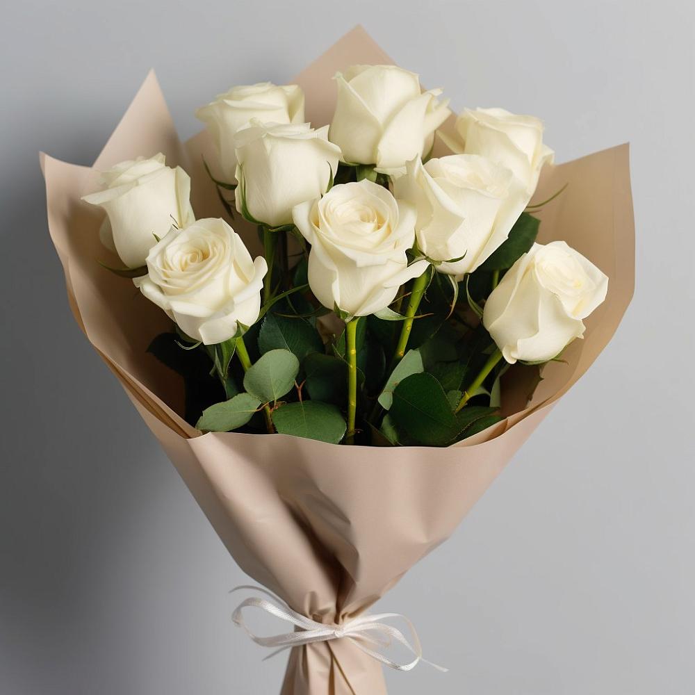 Букет 9 Белых роз Эдлесс Лав в Владимиро-Александровском