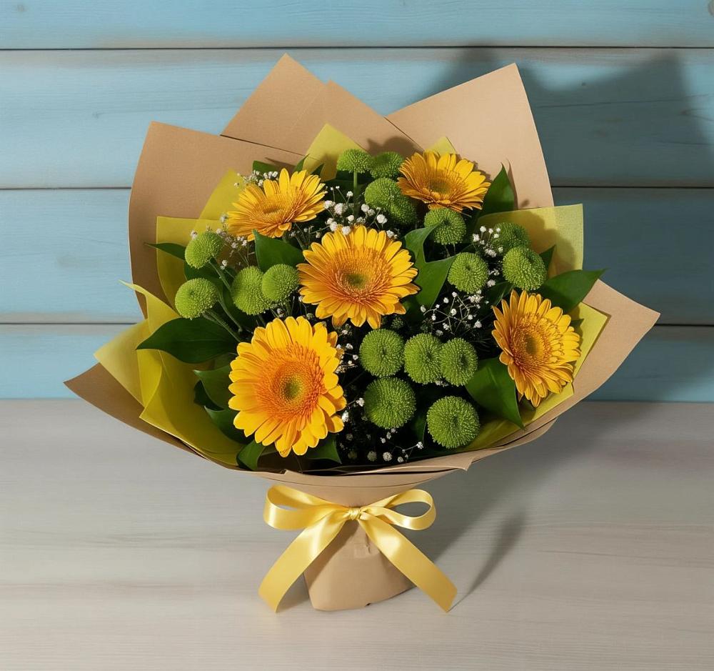 Букет цветов из: Герберы и Хризантемы в Владимиро-Александровском