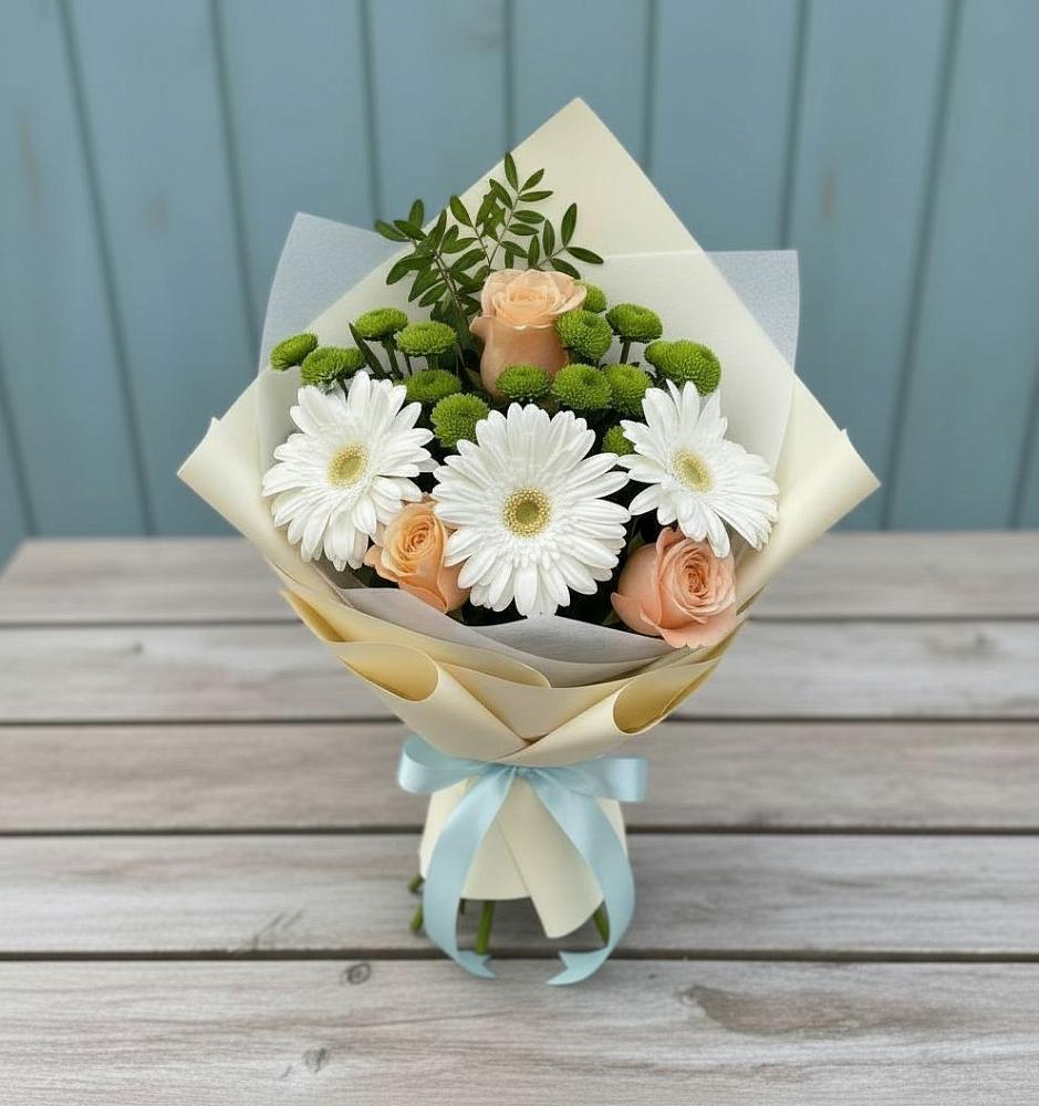 Букет цветов из: Герберы, Розы и Хризантемы в Владимиро-Александровском