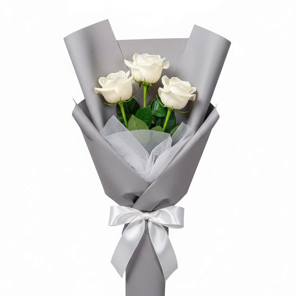 Букет 3 белые розы в Владимиро-Александровском