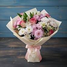 Букет цветов из:  Хризантемы, Альстромерии и Розы #REPLACE_PRED# Владимиро-Александровском