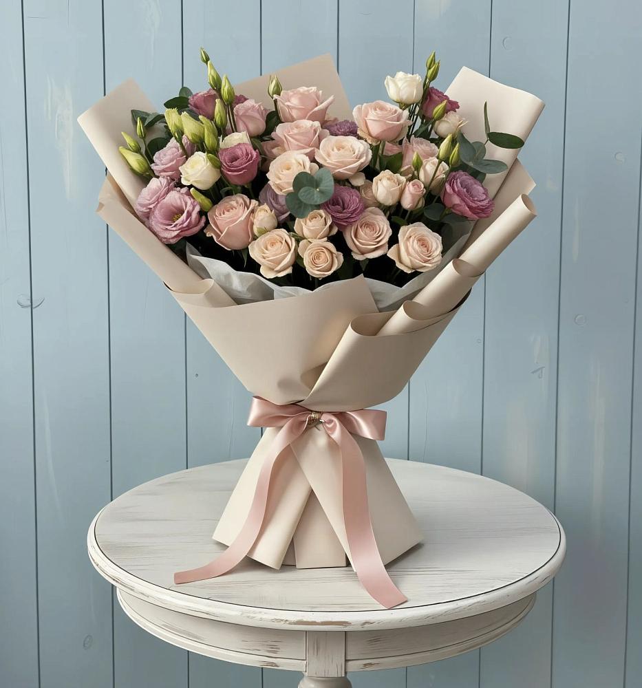 Букет цветов из: Розы и Лизиантусы в Владимиро-Александровском