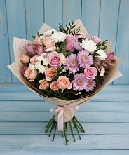 Букет цветов из:  Хризантемы, Розы и Альстромерии в Владимиро-Александровском