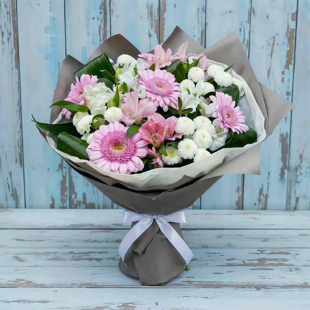 Букет цветов из: Герберы, Альстромерии и Хризантемы в Владимиро-Александровском